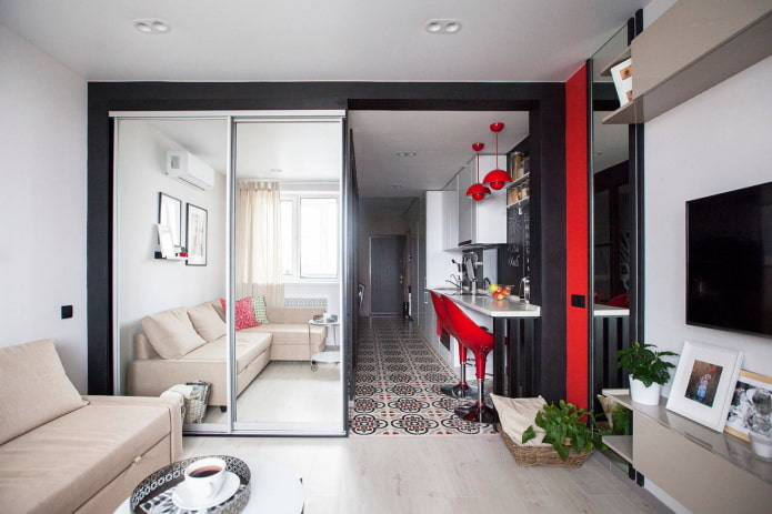 Langwerpig tweekamerappartement in Europese stijl