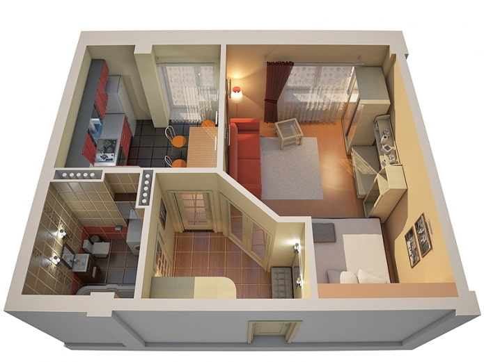 indeling van een appartement van 40 vierkante meter
