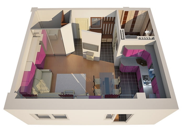 indeling van het appartement 40 vierkante meter