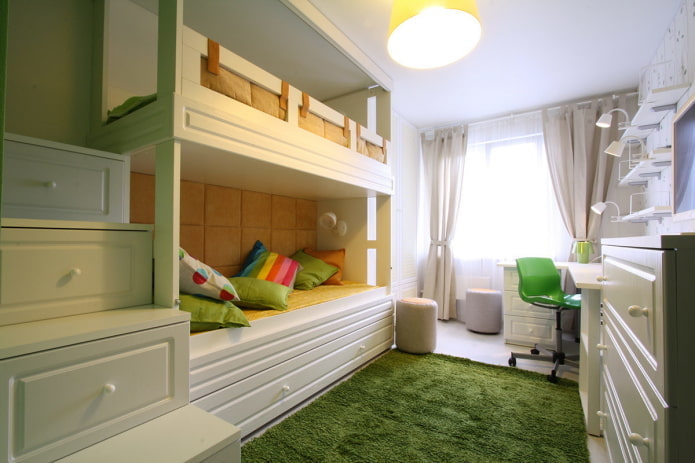 kinderkamerontwerp in het interieur van een appartement van 40 vierkante meter