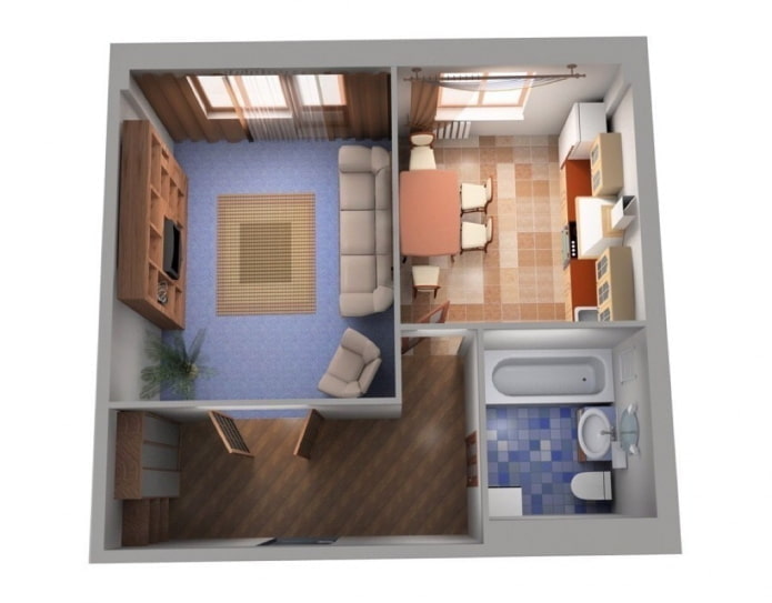 Indeling appartement van 40 vierkante meter