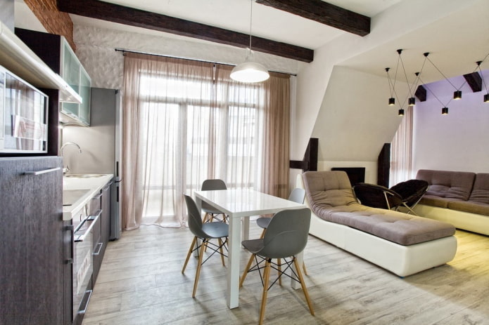 interieur van een tweekamerappartement in Europese stijl van 40 vierkante meter