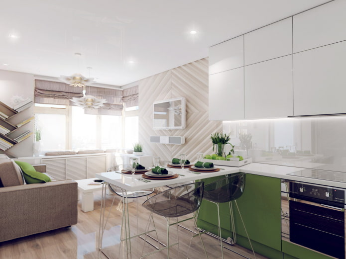 Woonkeuken in een appartementontwerp