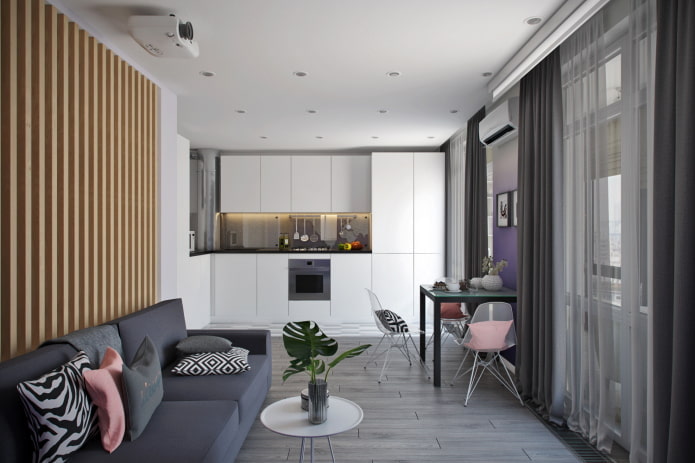interieur van een studio van 45 vierkante meter