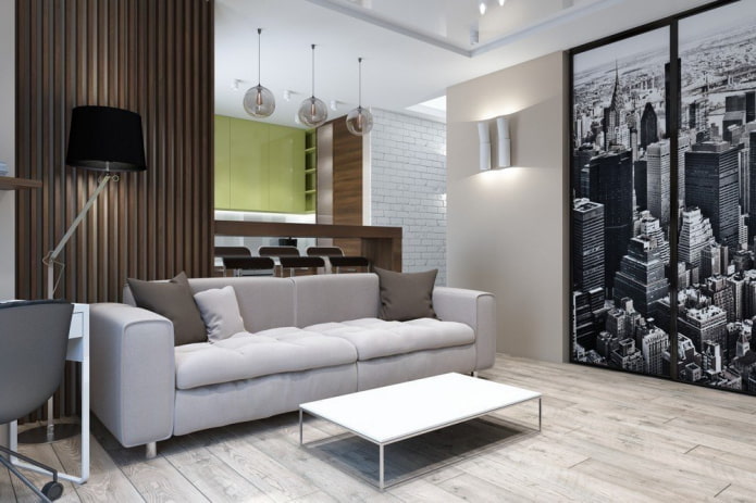 interieur van een eenkamerappartement van 45 vierkante meter
