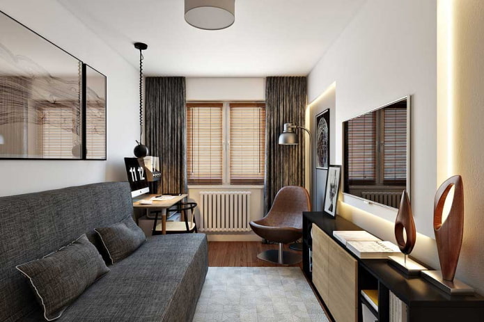 interieur van een tweekamerappartement van 10 vierkante meter