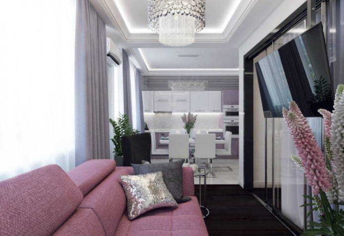 interieur van een eenkamerappartement van 45 vierkante meter
