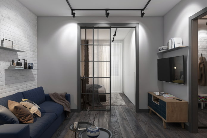 interieur van een tweekamerappartement van 10 vierkante meter