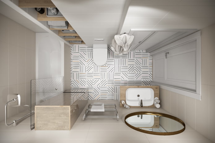 Badkamerontwerp in het interieur van een appartement van 45 vierkante meter