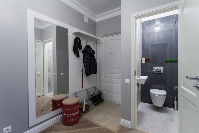 gangontwerp in het interieur van een appartement van 45 vierkante meter