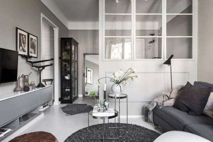 interieur van appartement van 45 vierkante meter in Scandinavische stijl