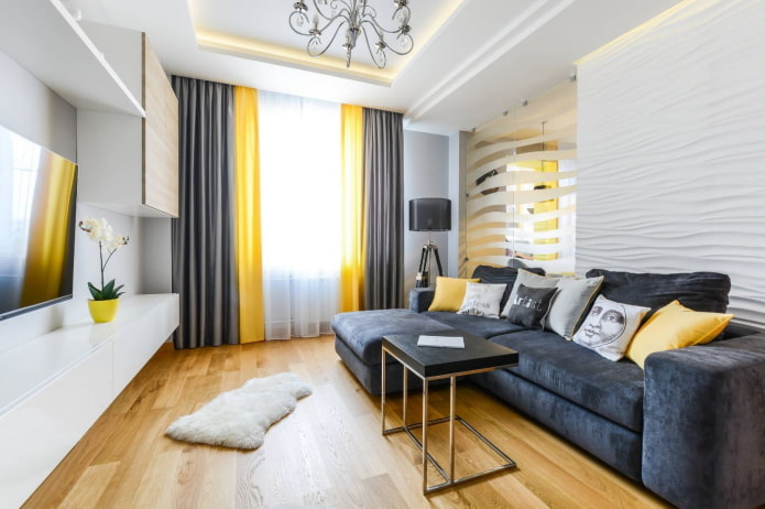 Interieur van een appartement van 45 vierkante meter in moderne stijl