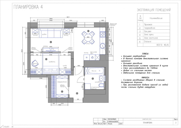 Studio-indeling 46 m?