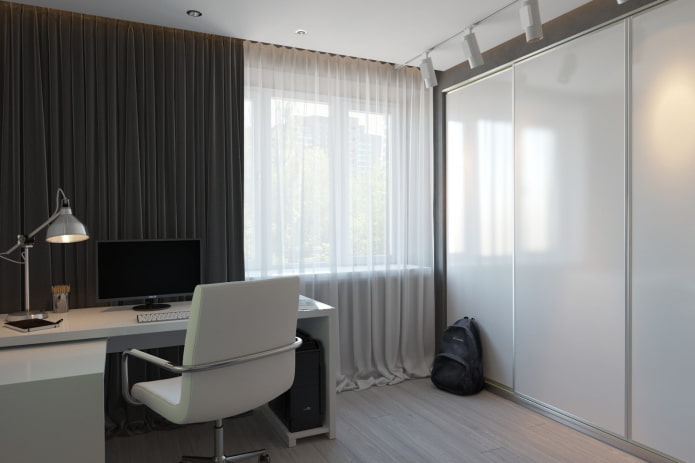 kantoorinrichting in een appartement van 50 vierkante meter