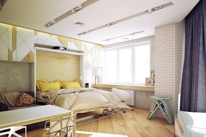 interieur van een eenkamerappartement van 50 vierkante meter