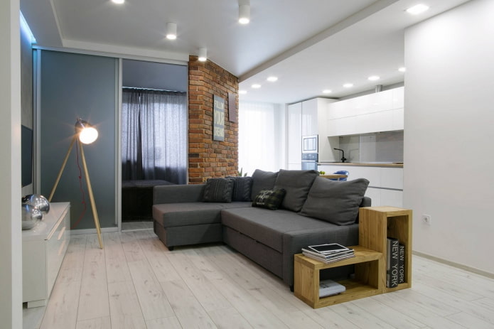 interieur van een eenkamerappartement van 50 vierkante meter
