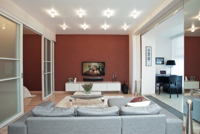 interieur van een eenkamerappartement van 50 vierkante meter