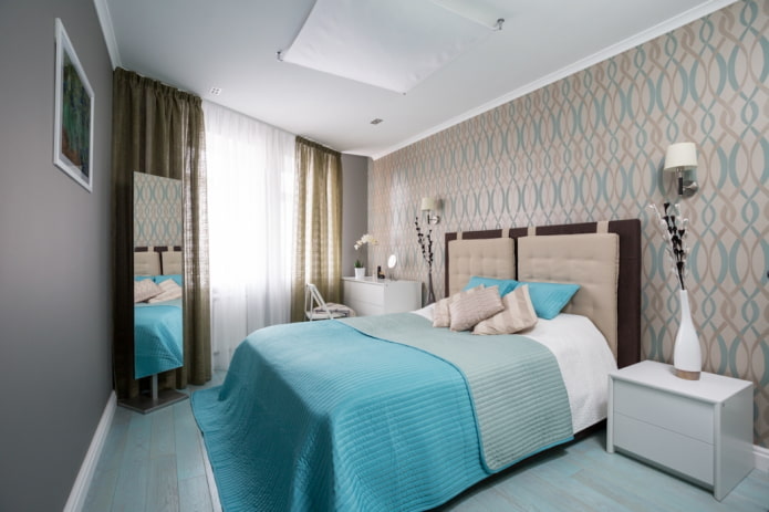 slaapkamerinterieur in een appartement van 50 vierkante meter