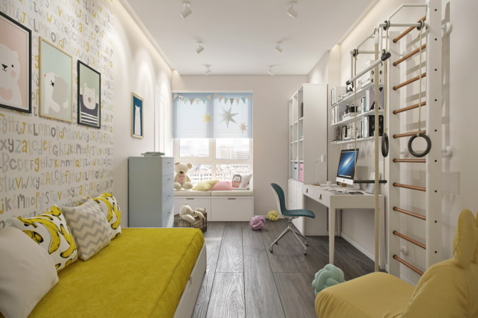 interieur van een kinderkamer in een appartement van 50 vierkante meter meters