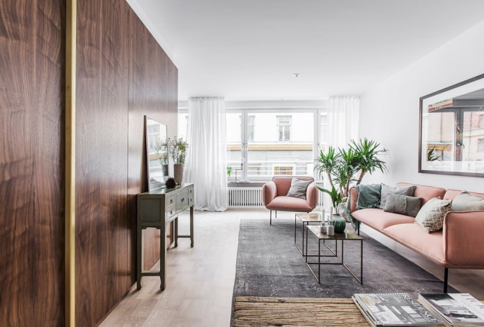 interieur van een tweekamerappartement van 50 vierkante meter