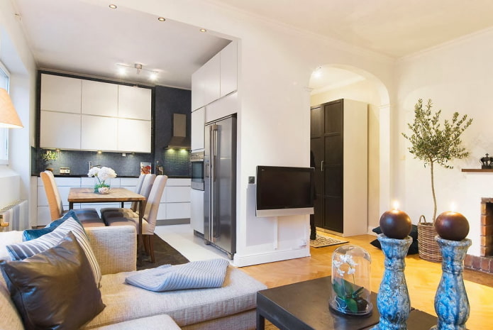 interieur van een tweekamerappartement van 50 vierkante meter