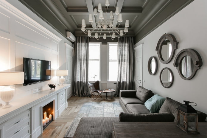 Interieur van een appartement van 50 vierkante meter in moderne klassieke stijl Interieur van een appartement van 50 vierkante meter in moderne klassieke stijl