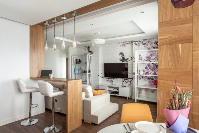 Keuken-eetkamer in een appartement van 60 m?