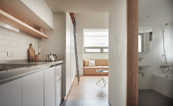 Badkamer en keuken in de studio