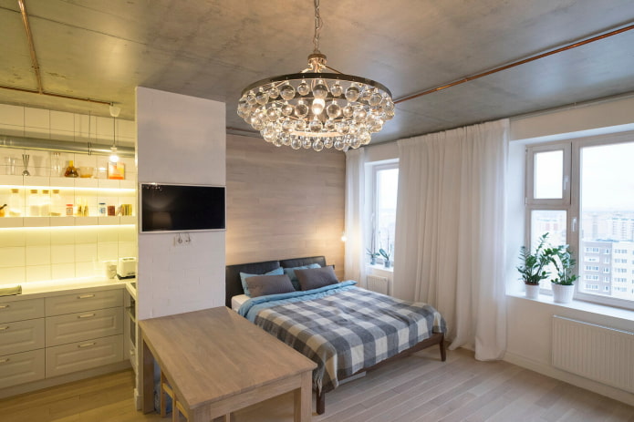 verlichting in het interieur van een studio-appartement