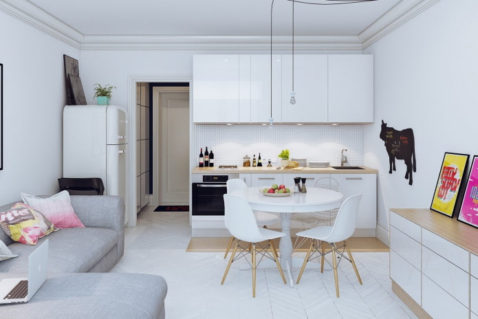 ontwerp van de keuken in een studio-appartement