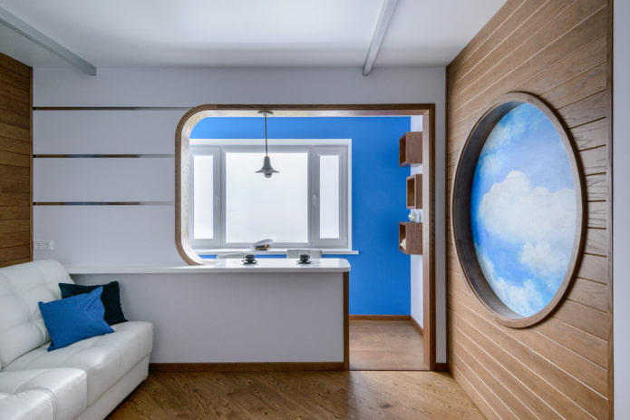 interieur van een studio-appartement met balkon