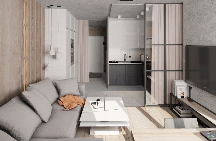meubels in het interieur van een studio-appartement
