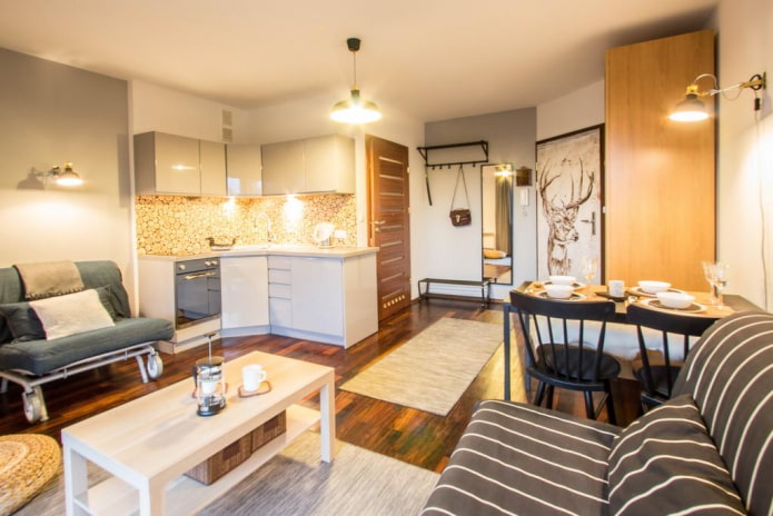 verlichting in het interieur van een studio-appartement
