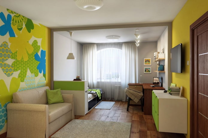 kinderkamer in het interieur van een studio-appartement