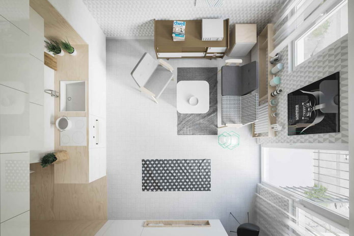 Indeling studio 20 m?.