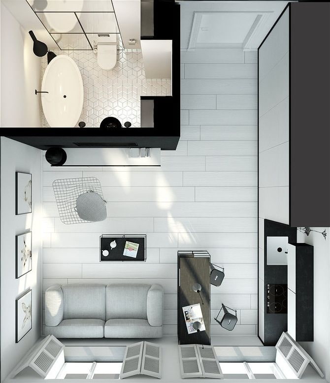 Studio-indeling 20 m?.
