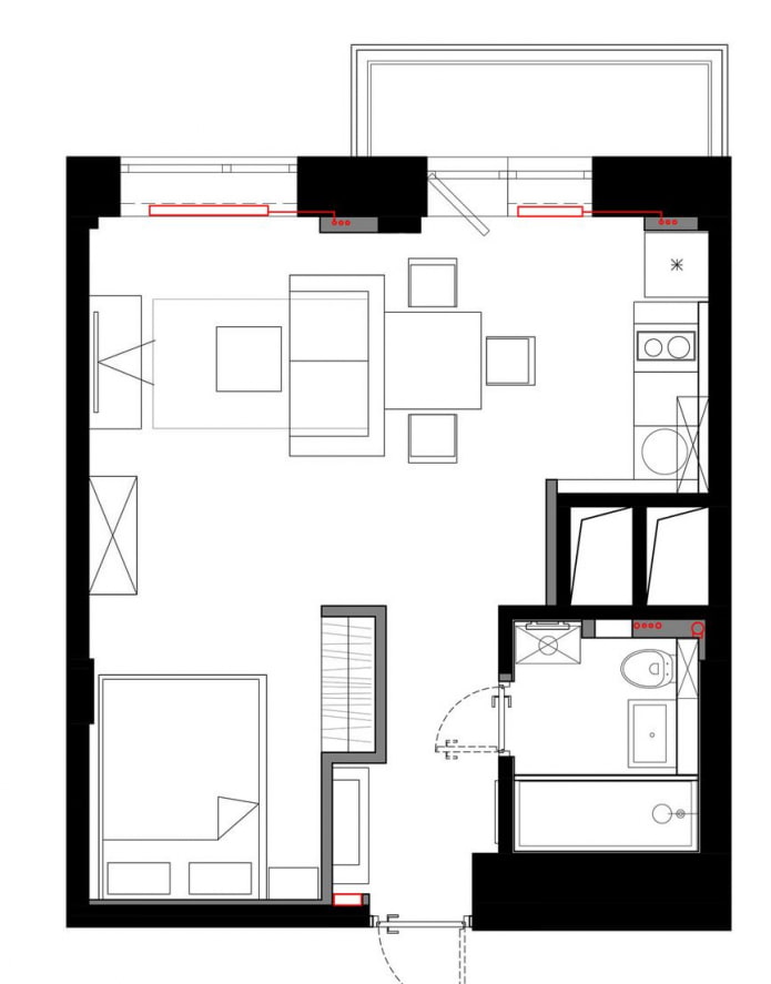 studio-indeling 29 m?.