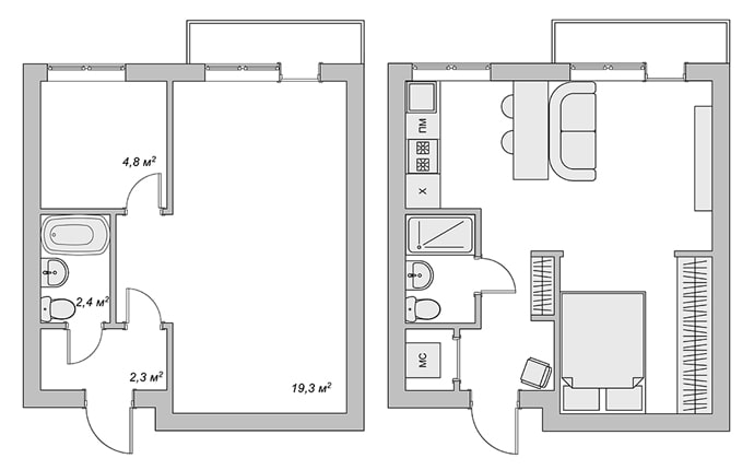 studio-indeling 29 m?