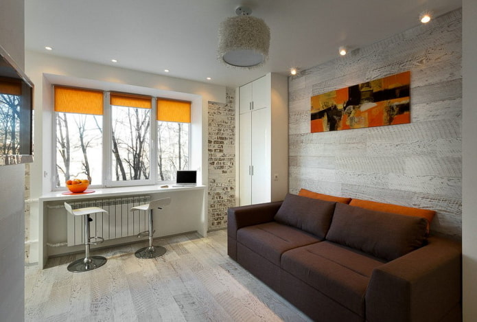 meubelopstelling in het interieur van een studioappartement