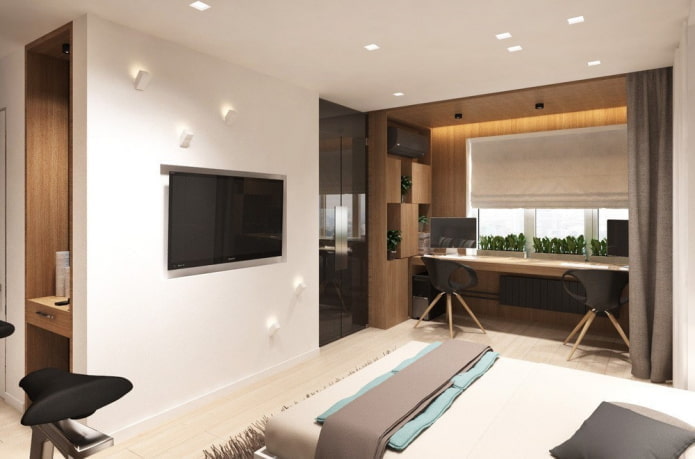 werkruimte in het interieur van een studio-appartement