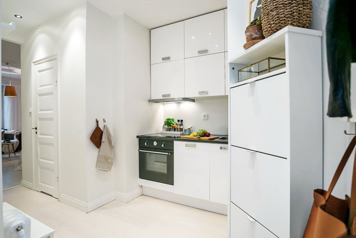 keuken in het interieur van een studio-appartement