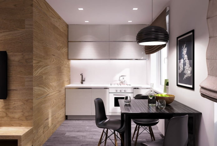 keuken in het interieur van een studio-appartement