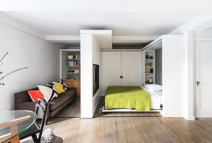 meubelopstelling in het interieur van een studio-appartement