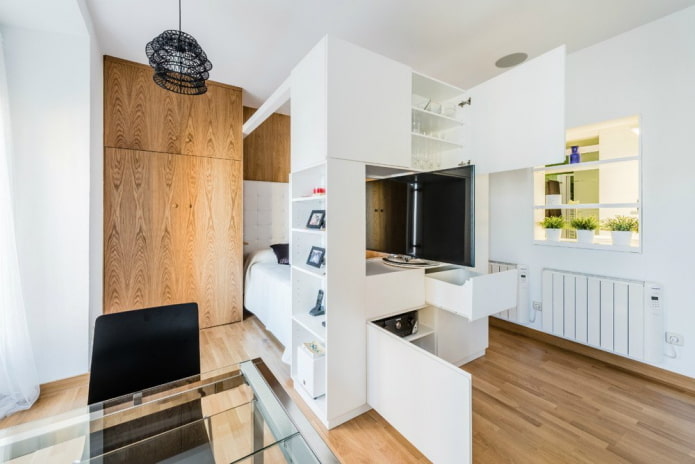meubelopstelling in het interieur van een studio appartement