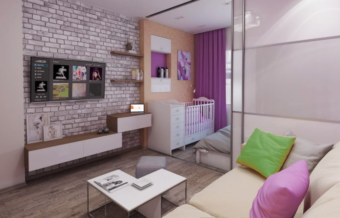 kinderhoek in het interieur van een studio-appartement