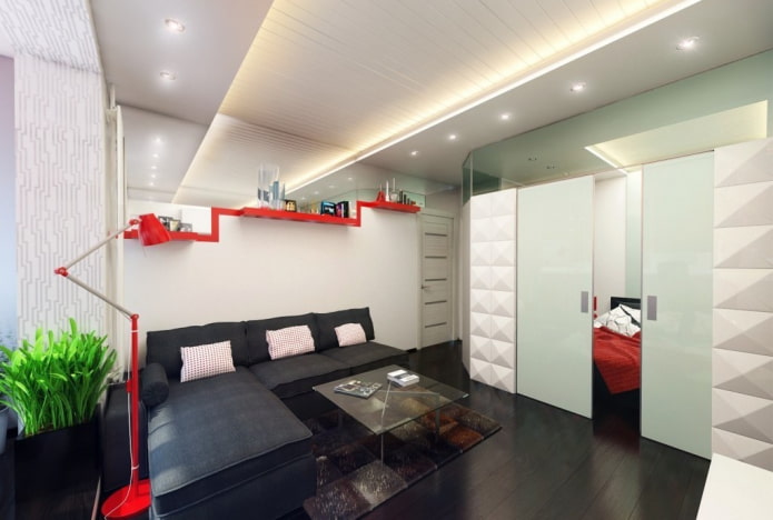 interieur van een studio-appartement in hightech-stijl