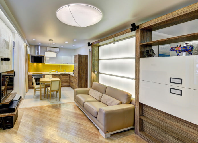 verlichting in het interieur van een studio-appartement