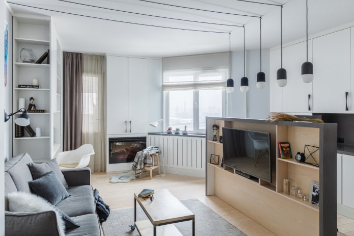 indeling van het interieur van een studio-appartement 