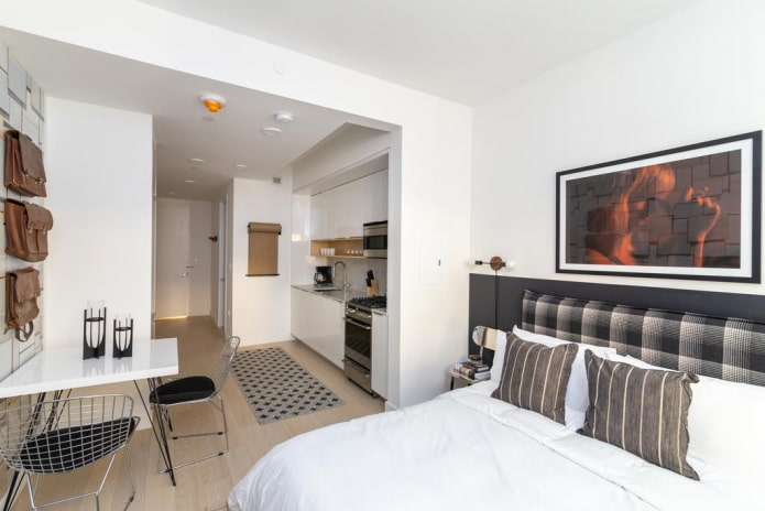 kleurenschema van het interieur van een studio-appartement