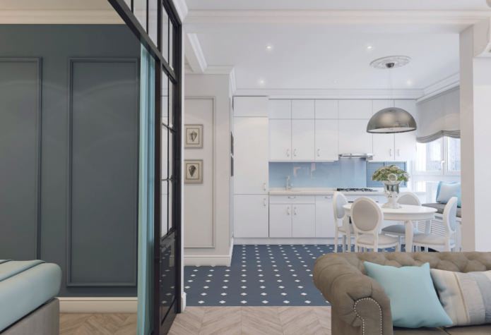 ontwerp van een appartement in neoklassieke stijl